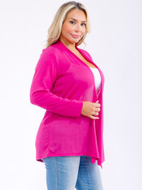 PLUS SIZE LONG SLEEVE OPEN FRONT SOLID CARDIGAN