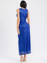 WOMEN'S SLEEVELESS BODYCON SEQUINS MAXI DRESS