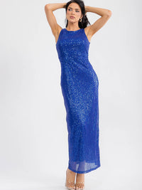 WOMEN'S SLEEVELESS BODYCON SEQUINS MAXI DRESS