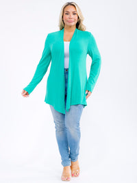 PLUS SIZE LONG SLEEVE OPEN FRONT SOLID CARDIGAN