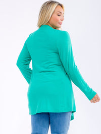 PLUS SIZE LONG SLEEVE OPEN FRONT SOLID CARDIGAN
