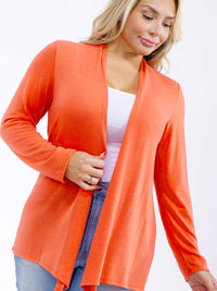 PLUS SIZE LONG SLEEVE OPEN FRONT SOLID CARDIGAN