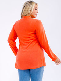 PLUS SIZE LONG SLEEVE OPEN FRONT SOLID CARDIGAN
