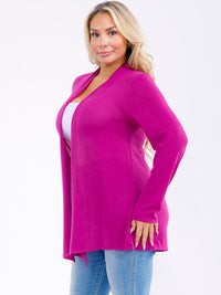 PLUS SIZE LONG SLEEVE OPEN FRONT SOLID CARDIGAN