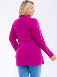PLUS SIZE LONG SLEEVE OPEN FRONT SOLID CARDIGAN