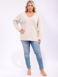 PLUS SIZE LONG SLEEVE KNIT PULLOVER SWEATER
