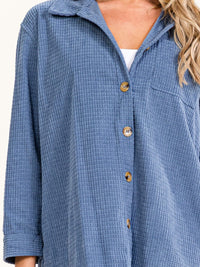 WOMEN'S LONG SLEEVE BUTTON UP FRONT POCKET CORDUROY SHIRT