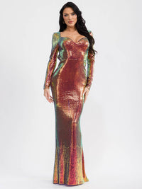 WOMEN'S LONG SLEEVE V-NECK OPEN BACK BODYCON MAXI DRESS