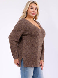 PLUS SIZE LONG SLEEVE KNIT PULLOVER SWEATER