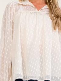 WOMEN'S LONG SLEEVE V-NECK DETAILED BLOUSE
