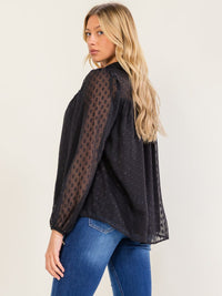 WOMEN'S LONG SLEEVE V-NECK DETAILED BLOUSE