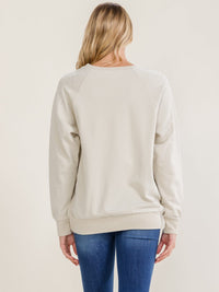 WOMEN'S LONG SLEEVE SMILE PRINT RHINESTONES PULLOVER SWEATER