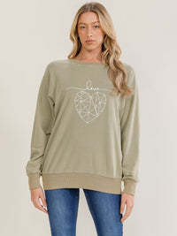 WOMEN'S LONG SLEEVE LOVE HEART PRINT RHINESTONES PULLOVER SWEATER