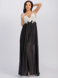 WOMEN'S SLEEVELESS OPEN BACK FRONT POCKETS CROCHET DETAILED MAXI DRESS