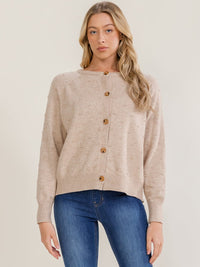 WOMEN'S LONG SLEEVE BUTTON UP DETAILED SWEATER