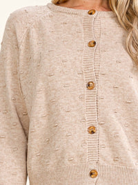 WOMEN'S LONG SLEEVE BUTTON UP DETAILED SWEATER