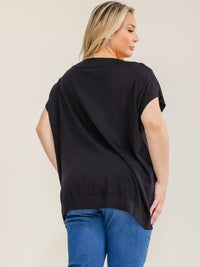**********ENTRO PLUS SIZE SHORT SLEEVE LOOSE FIT BLOUSE