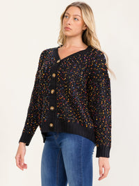 WOMEN'S LONG SLEEVE V-NECK BUTTON UP MULTI CARDIGAN