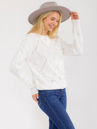 WOMEN'S LONG SLEEVE PULLOVER DETAILED SWEATER