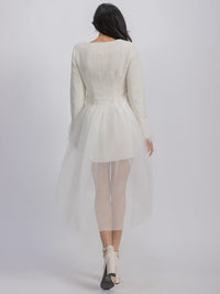 WOMEN'S LONG SLEEVE BUTTON UPDETAILED MINI DRESS