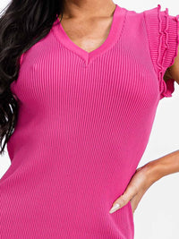 WOMEN'S SLEEVELESS V-NECK RIBBED BODYCON MINI DRESS