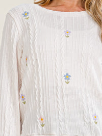 WOMEN'S LONG SLEEVE EMBROIDERY FLOWERS PULLOVER SWEATER