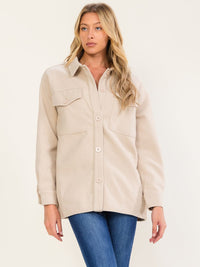 WOMEN'S LONG SLEEVE BUTTON CLOSURE FRONT POCKETS COAT