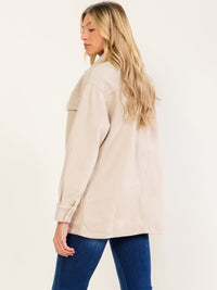 WOMEN'S LONG SLEEVE BUTTON CLOSURE FRONT POCKETS COAT