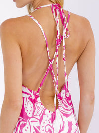 WOMEN'S SLEEVELESS V-NECK OPEN BACK FLORAL MAXI DRESS