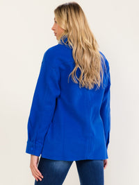 WOMEN'S LONG SLEEVE BUTTON CLOSURE FRONT POCKETS COAT