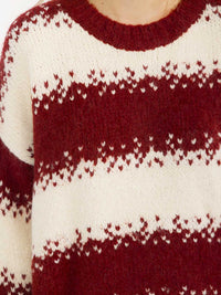 WOMEN'S LONG SLEEVE KNIT PULLOVER COLORBLOCK SWEATER