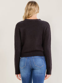 WOMEN'S LONG SLEEVE BUTTON UP V-NECK KNIT SWEATER