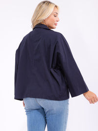 PLUS SIZE LONG SLEEVE BUTTON CLOSURE FRONT POCKETS BLAZER