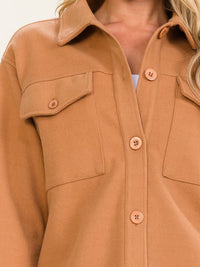 WOMEN'S LONG SLEEVE BUTTON CLOSURE FRONT POCKETS COAT