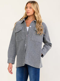 WOMEN'S LONG SLEEVE BUTTON CLOSURE FRONT POCKETS COAT