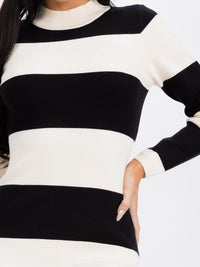 WOMEN'S LONG SLEEVE MOCK NECK COLORBLOCK BODYCON MAXI DRESS