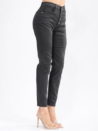 WOMEN'S BUTTON CLOSURE POCKETS SKINNY LEG STRETCH PANTS