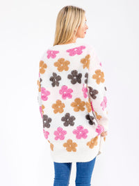 WOMEN'S LONG SLEEVE BUTTON CLOSURE FLORAL PRINT CARDIGAN