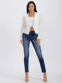 WOMEN'S LONG SLEEVE BUTTONS DETAILED SOLID BLAZER