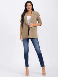 WOMEN'S LONG SLEEVE BUTTON CLOSURE SOLID BLAZER