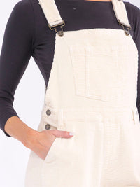 WOMEN'S SLEEVELESS POCKETS BELL LEG CORDUROY OVERALL