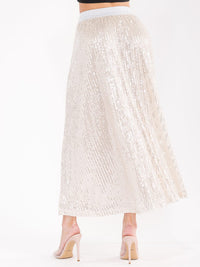 WOMEN'S ELASTIC WAIST SEQUINS MAXI SKIRT