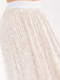 WOMEN'S ELASTIC WAIST SEQUINS MAXI SKIRT