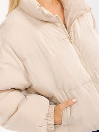 WOMEN'S LONG SLEEVE BUTTON CLOSURE FRONT POCKETS PUFFER JACKET