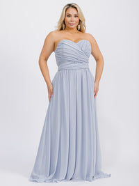 PUS SIZE SLEEVELESS V-NECK SELF TIE MAXI GOWN DRESS
