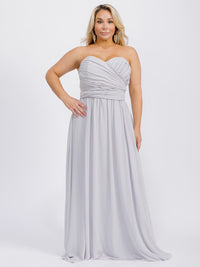 PUS SIZE SLEEVELESS V-NECK SELF TIE MAXI GOWN DRESS