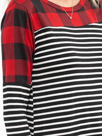 WOMEN'S LONG SLEEVE COLORBLOCK CONTRAST PRINT LOOSE FIT TOP