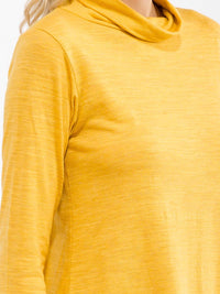 WOMEN'S LONG SLEEVE TURTLE NECK HIGH-LOW TOP