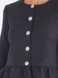 WOMEN'S LONG SLEEVE BUTTON UP PEPLUM BLOUSE