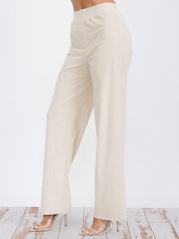 WOMEN'S ELASTIC WAIST WIDE LEG CORDUROY PANTS